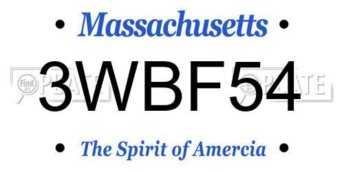 3WBF54 Massachusetts License Plate