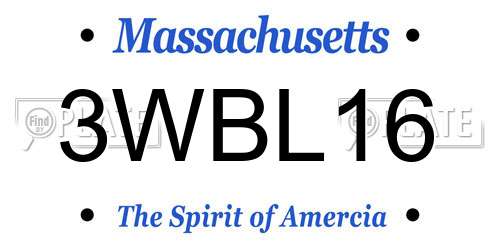 3WBL16 Massachusetts License Plate