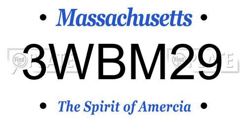 3WBM29 Massachusetts License Plate