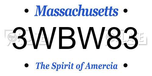 3WBW83 Massachusetts License Plate