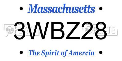 3WBZ28 Massachusetts License Plate