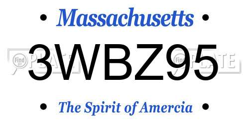 3WBZ95 Massachusetts License Plate