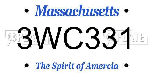 3WC331 Massachusetts License Plate