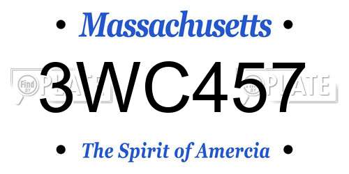3WC457 Massachusetts License Plate