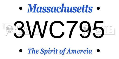 3WC795 Massachusetts License Plate