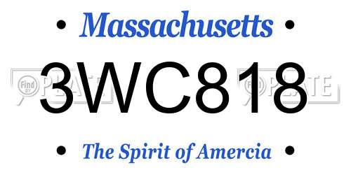 3WC818 Massachusetts License Plate