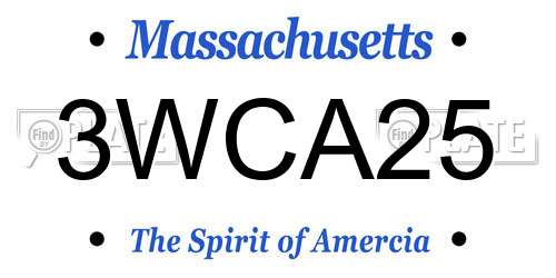 3WCA25 Massachusetts License Plate