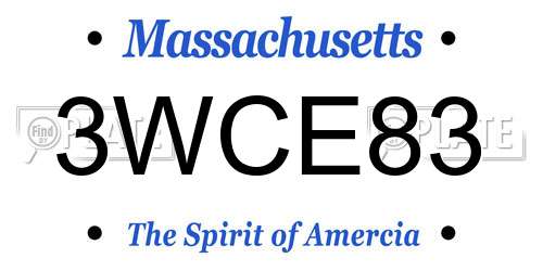 3WCE83 Massachusetts License Plate