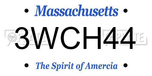 3WCH44 Massachusetts License Plate
