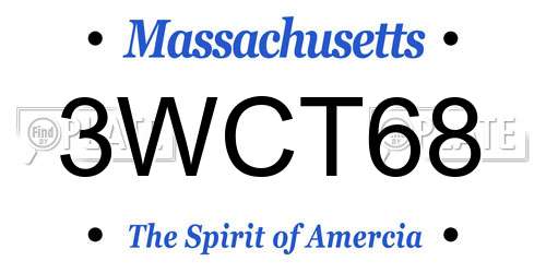 3WCT68 Massachusetts License Plate