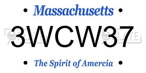 3WCW37 Massachusetts License Plate