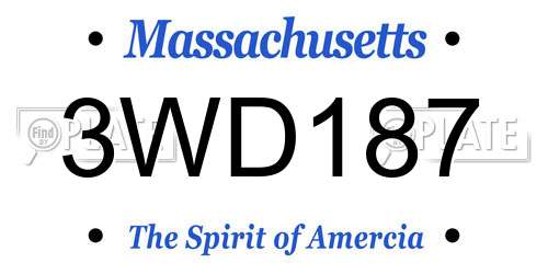 3WD187 Massachusetts License Plate