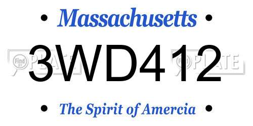 3WD412 Massachusetts License Plate