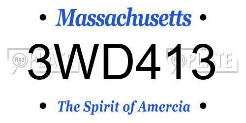 3WD413 Massachusetts License Plate