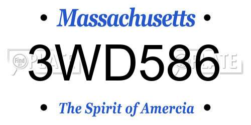 3WD586 Massachusetts License Plate