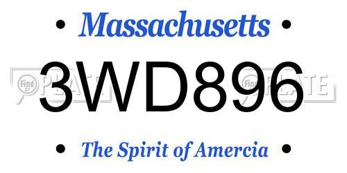 3WD896 Massachusetts License Plate