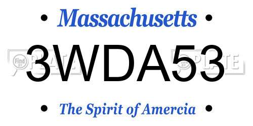 3WDA53 Massachusetts License Plate