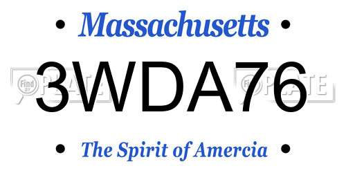 3WDA76 Massachusetts License Plate