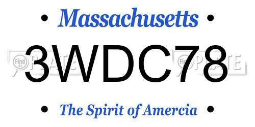 3WDC78 Massachusetts License Plate