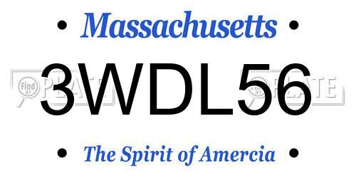 3WDL56 Massachusetts License Plate
