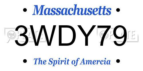 3WDY79 Massachusetts License Plate