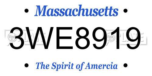 3WE8919 Massachusetts License Plate
