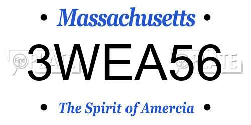 3WEA56 Massachusetts License Plate