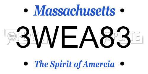 3WEA83 Massachusetts License Plate