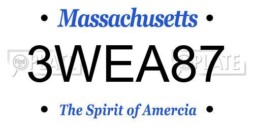 3WEA87 Massachusetts License Plate
