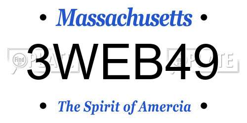 3WEB49 Massachusetts License Plate