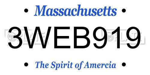 3WEB919 Massachusetts License Plate