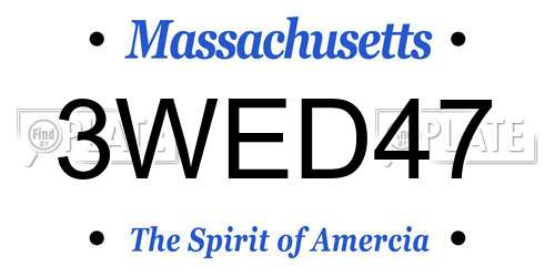 3WED47 Massachusetts License Plate