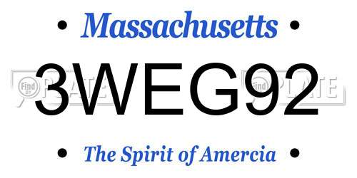 3WEG92 Massachusetts License Plate