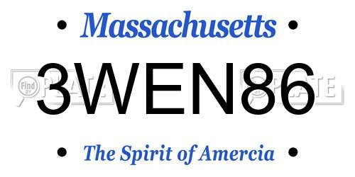 3WEN86 Massachusetts License Plate