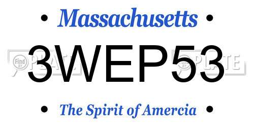 3WEP53 Massachusetts License Plate