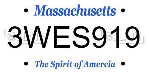 3WES919 Massachusetts License Plate