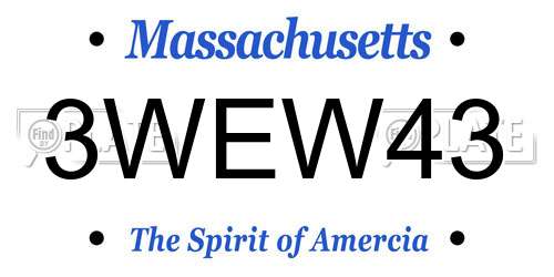 3WEW43 Massachusetts License Plate