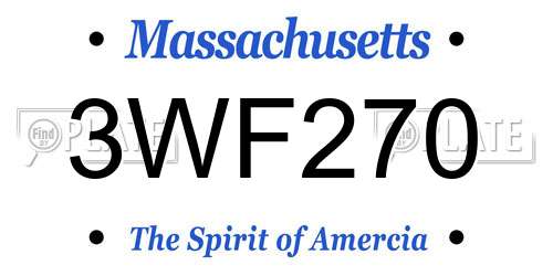 3WF270 Massachusetts License Plate