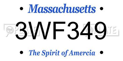 3WF349 Massachusetts License Plate