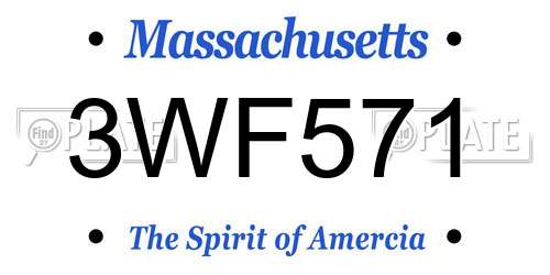 3WF571 Massachusetts License Plate