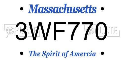 3WF770 Massachusetts License Plate