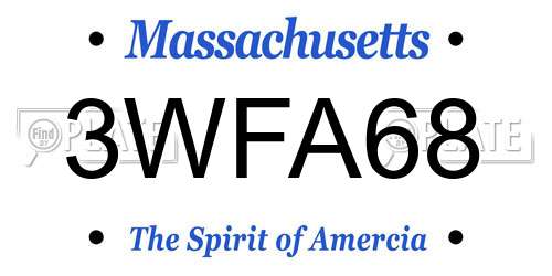 3WFA68 Massachusetts License Plate