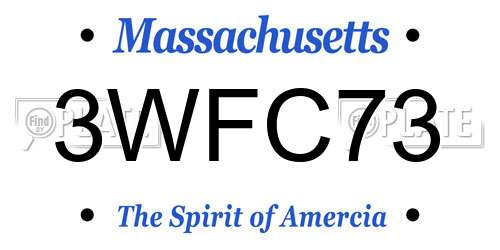 3WFC73 Massachusetts License Plate