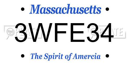 3WFE34 Massachusetts License Plate