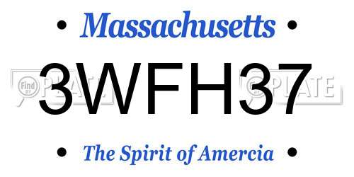 3WFH37 Massachusetts License Plate