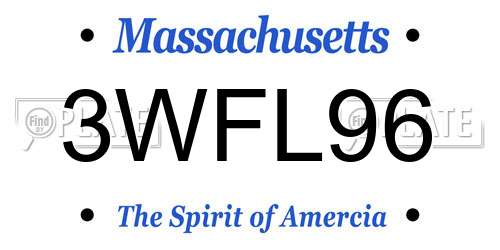 3WFL96 Massachusetts License Plate