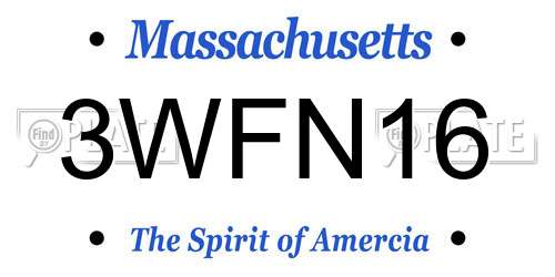 3WFN16 Massachusetts License Plate