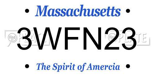 3WFN23 Massachusetts License Plate