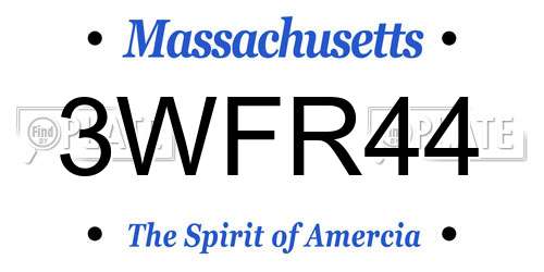 3WFR44 Massachusetts License Plate
