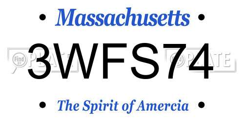 3WFS74 Massachusetts License Plate